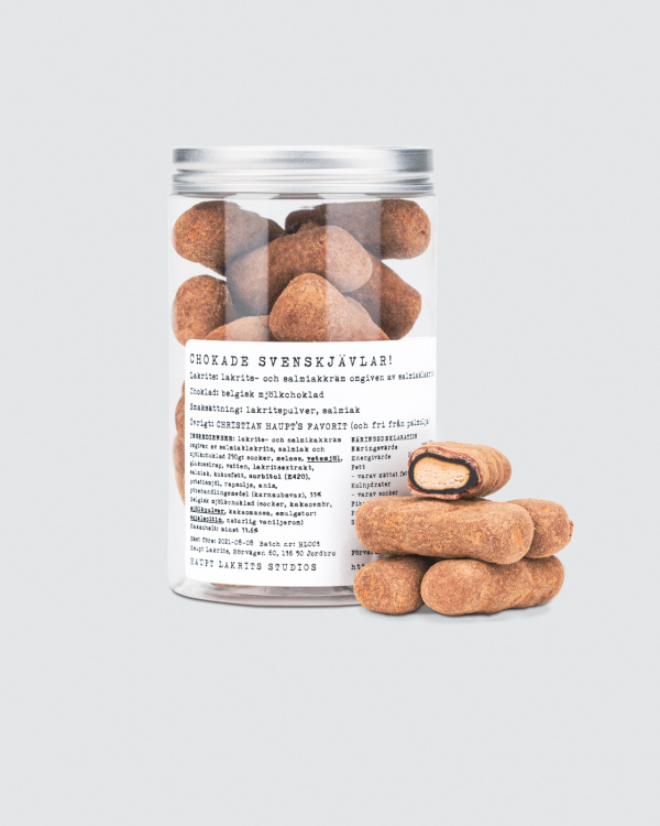 Chokade Svenskjävlar! (Choced Swedish Bastards) in the group Chocolate coated liquorice at Haupt Lakrits AB (100165)
